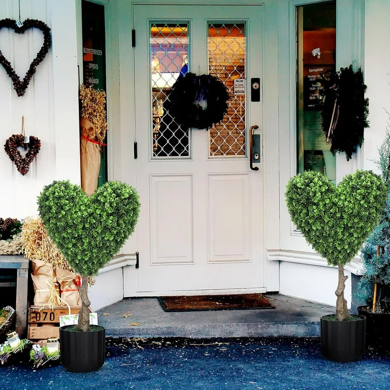 Vggrvlo Artificial Heart Boxwood Topiary Valentine's Day Heart Shaped Topiary Trees UV Resistant ... | Walmart (US)