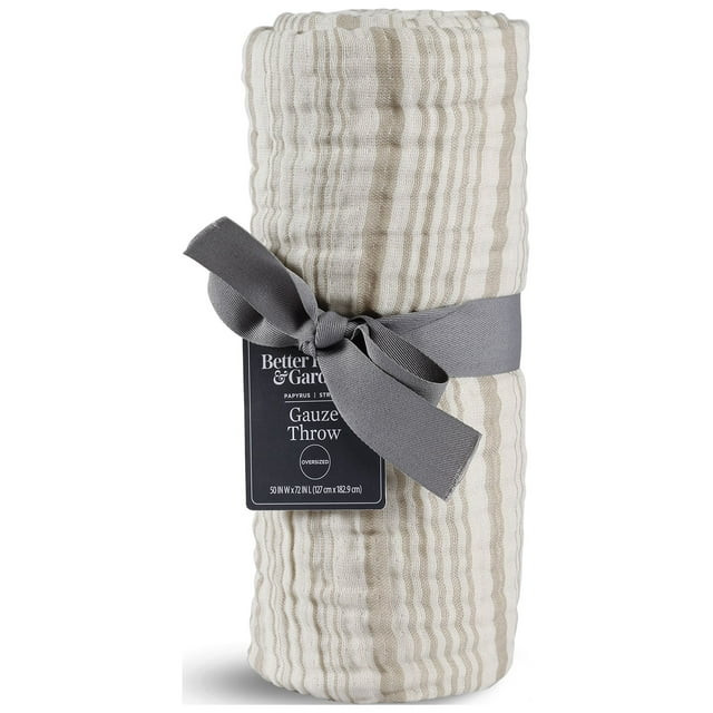 Better Homes & Gardens Striped Gauze Throw, Beige Stripe, 50" x 72" - Walmart.com | Walmart (US)