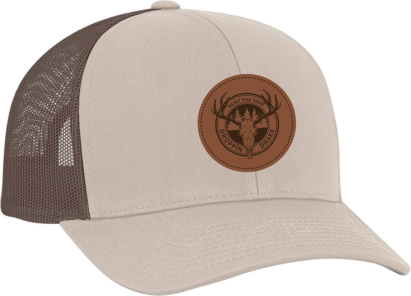 Men's Wild Deer Hunt The Sign Laser Engraved Leather Patch Trucker Hat | Amazon (US)