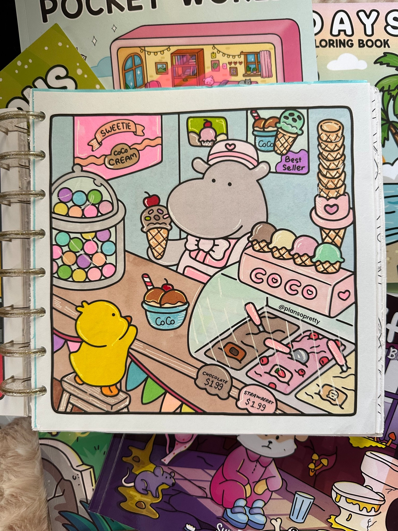 Cutest little ice cream 🍨 parlor! I love the hippo! Scene from Cozy Friends book linked in bio #cozyfriends #cocowyo #cutecoloring #cozycoloring #ohuhuart #ohuhumarkers #alcoholmarkers #icecreamshop #coloringbookaddict #adultcoloring

#LTKFindsUnder50 #LTKKids