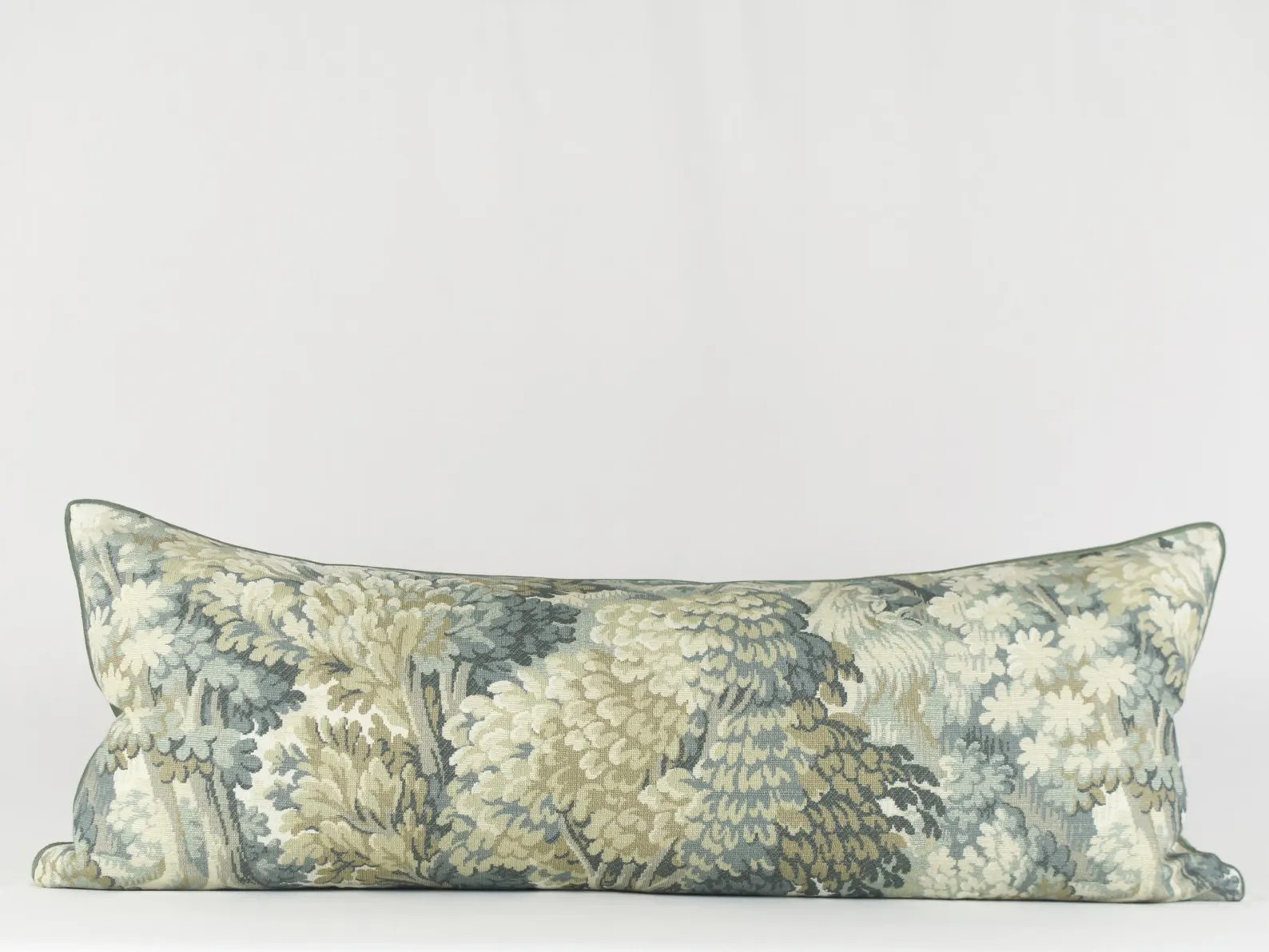 Sage Green Lumbar Pillow Cover: Vintage Tapestry Fabric with Velvet Piping | Etsy (US)