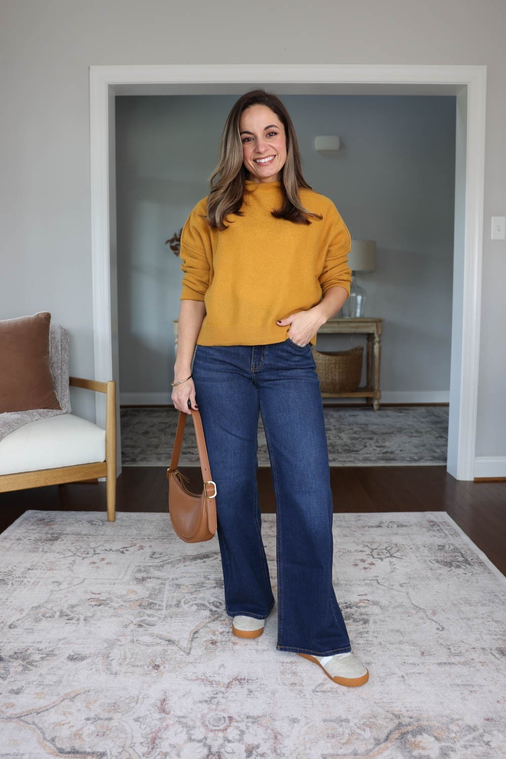 Three petite-friendly fall outfits with sneakers! 

Sweater (Anthropologie): xs - not available in yellow 
Jacket (Ann Taylor): petite xxs 
Jeans (Quince): 24 short (10.5” rise, 28” inseam) 

For size comparison, I’m 4’10” 105lbs. My measurements are 32”, 24”, 36”. I typically wear petite xxs/00/24 and have a 25” ankle inseam and a 27.5-28” full length inseam.

#LTKPetite