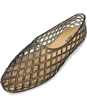 HEVA Women's Jelly Mesh Flats Breathable Clear Hollow Shoes Summer Beach Jellies Ballet Sandals | Amazon (UK)