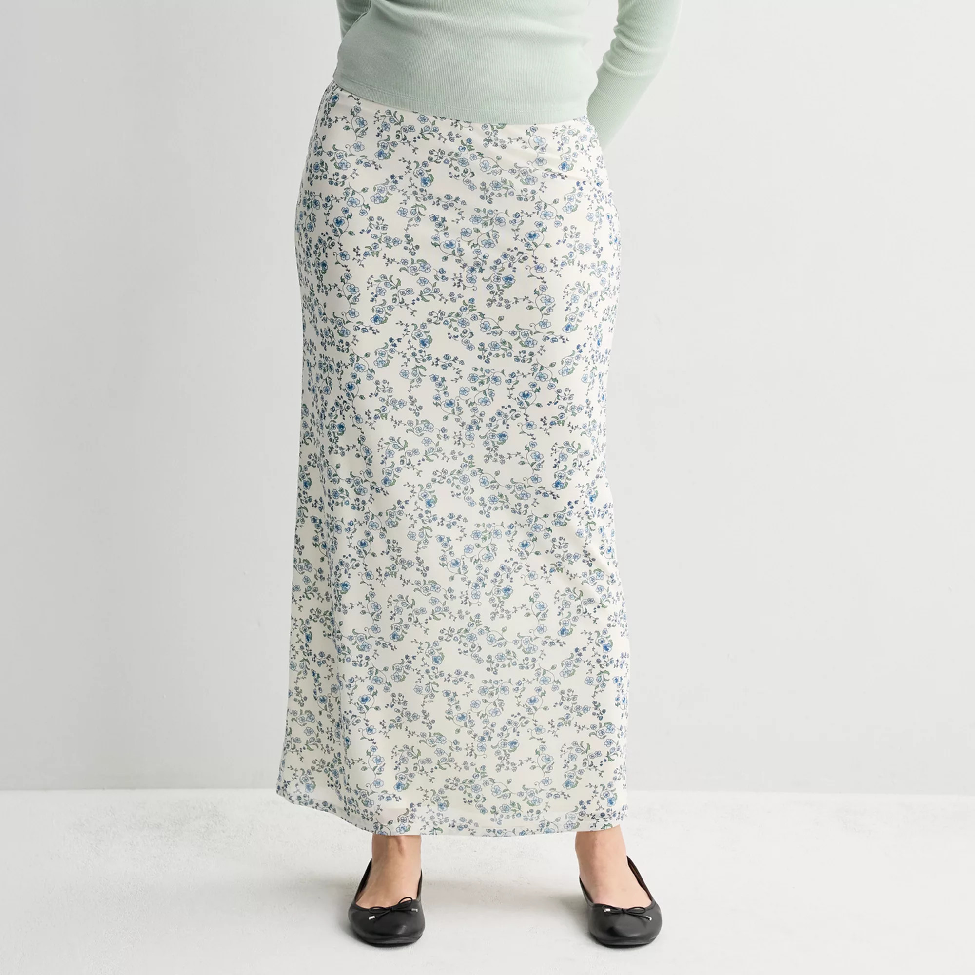 Juniors' SO® Mesh Maxi Skirt, Girl's, Size: Small, Ivory Blue Floral | Kohl's