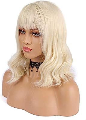eNilecor Blonde Wig, Short Bob Wigs for Women Curly Natural Colored Synthetic Fashion Wigs with A... | Amazon (US)