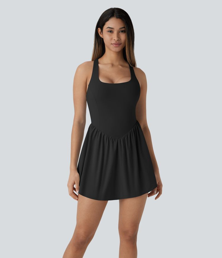 Women’s Breezeful™ Backless 2-in-1 Pocket Mini Quick Dry Flowy Pickleball Active Dress-Easy P... | HALARA