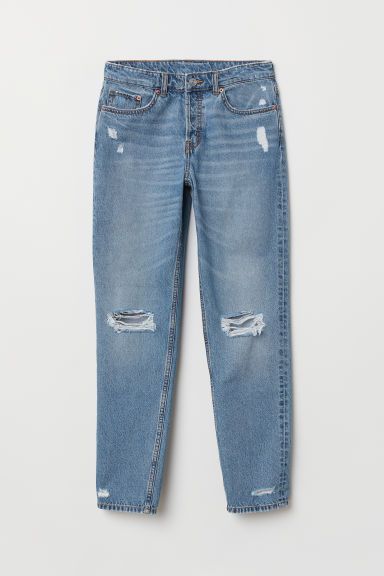 H & M - Boyfriend Low Ripped Jeans - Blue | H&M (US)