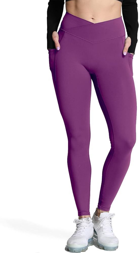 Aoxjox Trinity High Waisted Yoga Pants with Pockets for Women Tummy Control Cross-Waist Crossover... | Amazon (US)