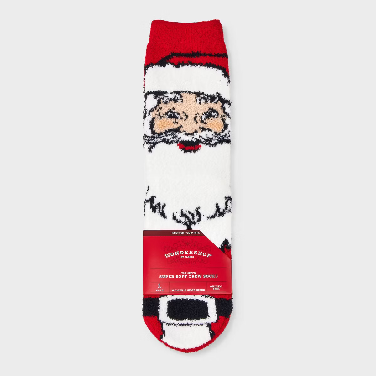 Women's Vintage Santa Cozy Crew Socks with Gift Card Holder - Wondershop™ White/Red 4-10 | Target