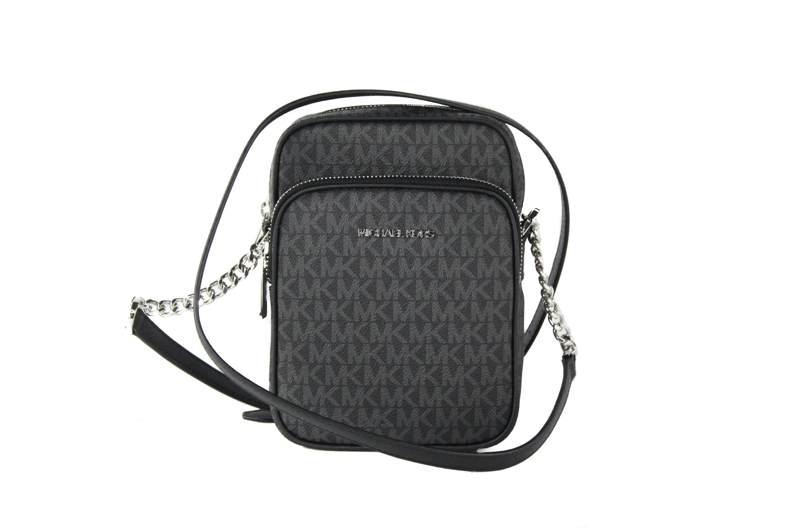 Michael Kors Medium Signature Leather North South Chain Crossbody Handbag Black | Walmart (US)