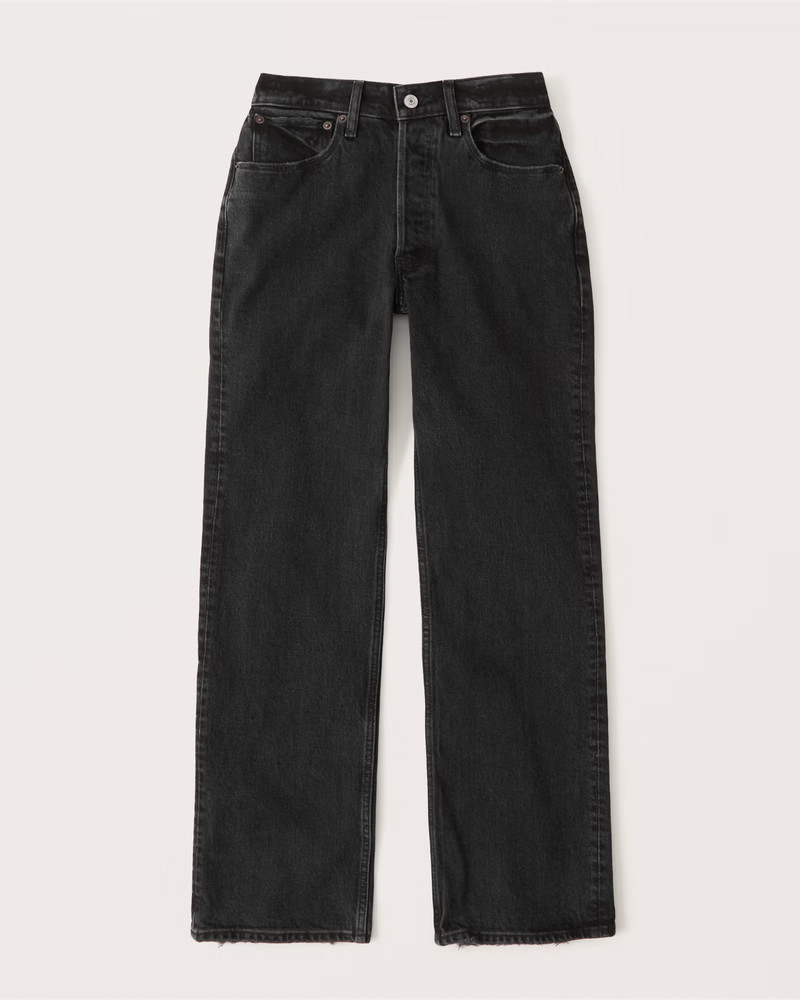 Abercrombie & Fitch Women's Curve Love 90s Low Rise Baggy Jeans in Washed Black - Size 26S | Abercrombie & Fitch (US)