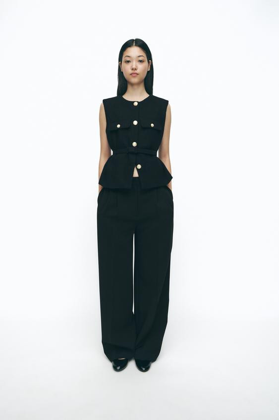TEXTURED WAISTCOAT WITH BELT | Zara UK