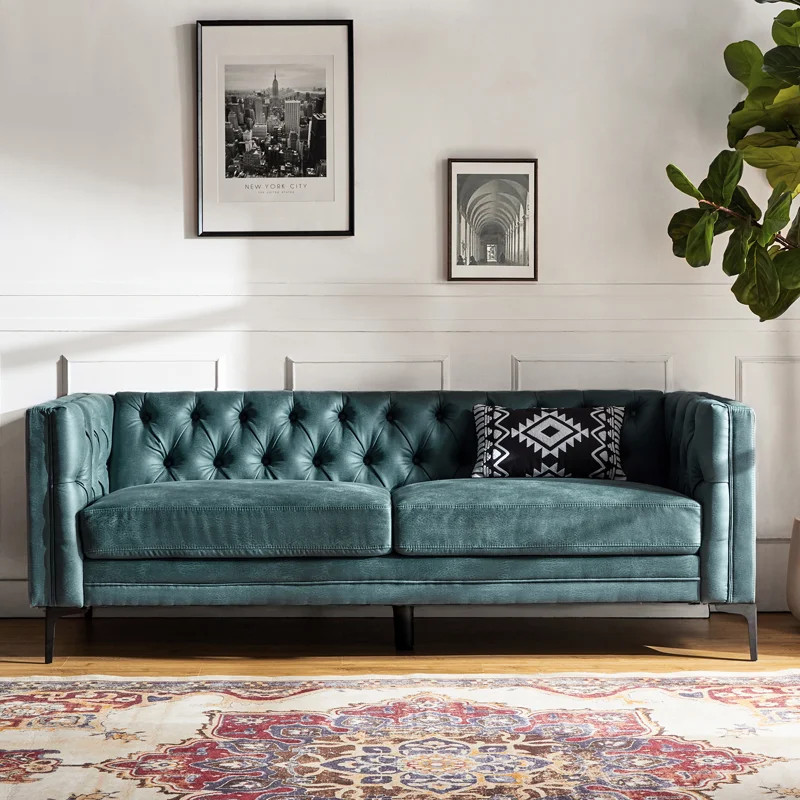 Brinna Upholstered Button-Tufted Sofa with Metal Legs | Wayfair North America