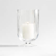 Venus Fluted Glass Hurricane Candle Holder 9.5 | Crate & Barrel