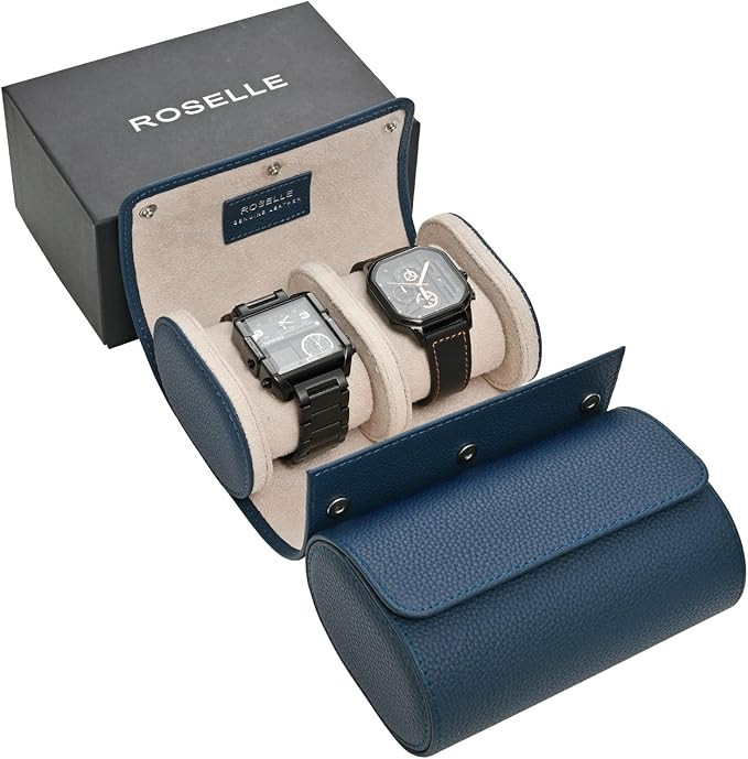 ROSELLE Genuine Leather Watch Roll Travel Case - Watch Roll Case For 2 Watches With Luxury Lining... | Amazon (US)