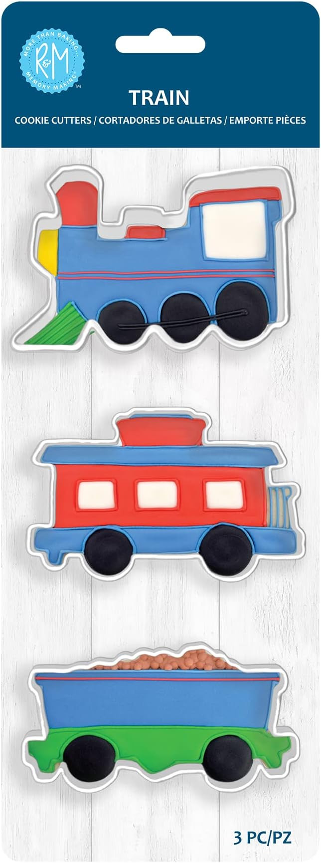 Amazon.com: R&M Transportation Train Cookie Cutter 3 Piece Set. Includes Locomotive, Caboose and ... | Amazon (US)