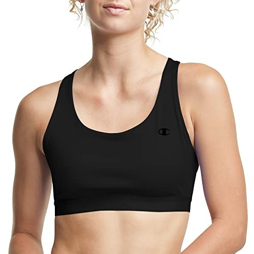 Champion Womens Bra, Absolute, Moisture Wicking Moderate Support Sports Bra, Black, X-Large US | Amazon (US)