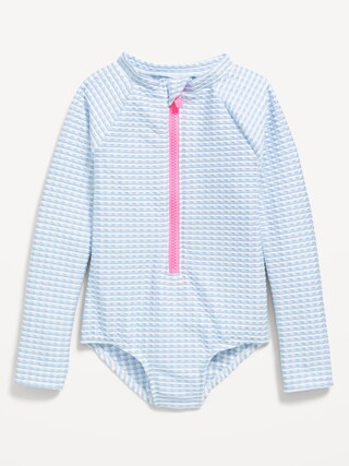 Printed Zip-Front Rashguard One-Piece Swimsuit for Toddler Girls | Old Navy (CA)