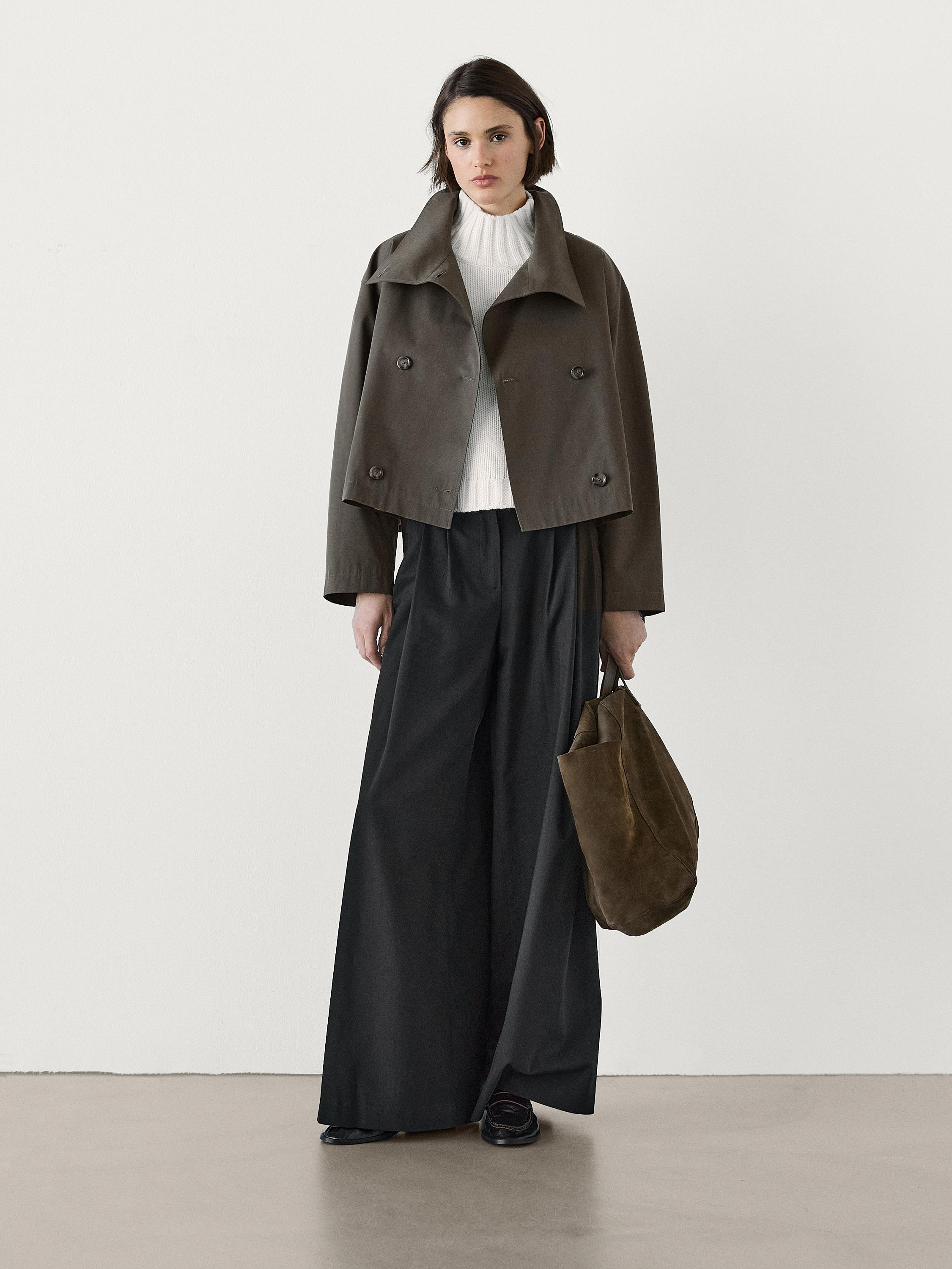 Short high neck trench coat | Massimo Dutti US