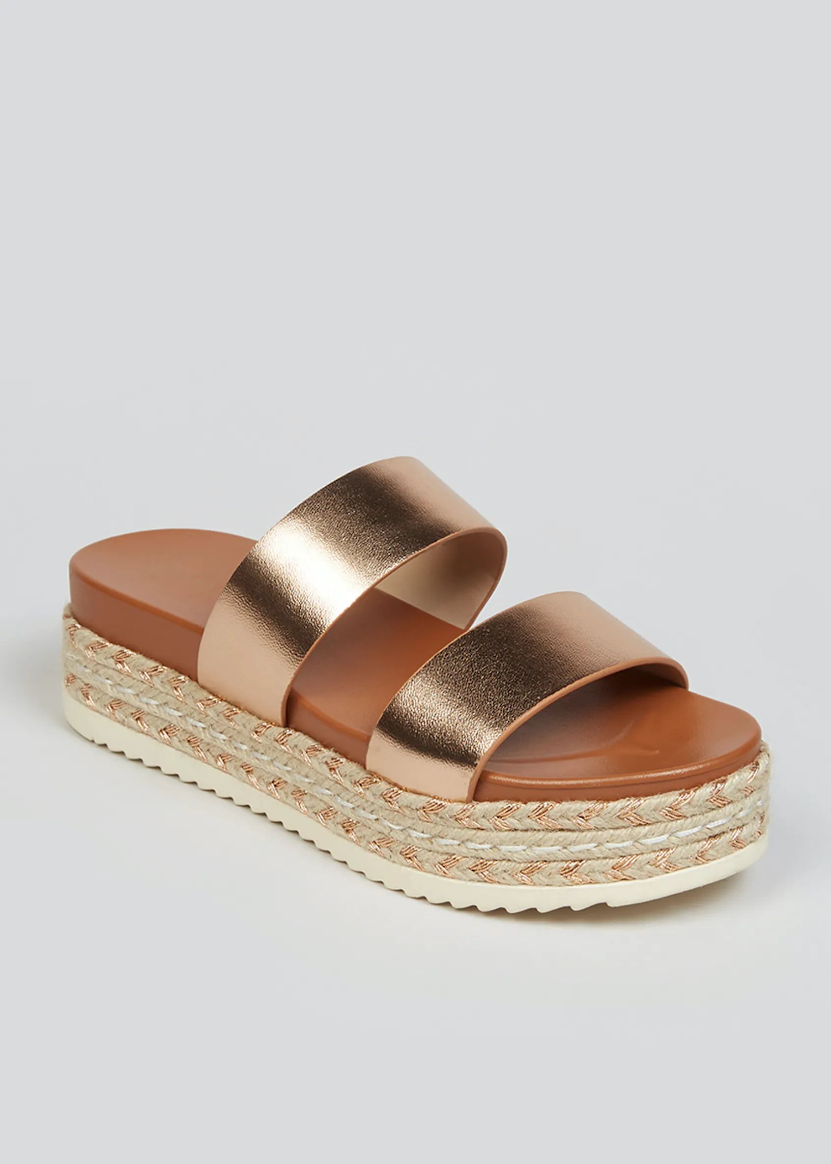 Gold Raffia Flatform Sandals – Gold | Matalan (UK)