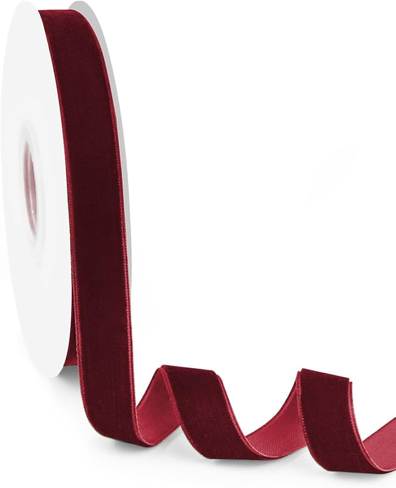 5/8" Wide Velvet Ribbon, 10 Yards - Burgundy Velvet Ribbon on Spool for Crafts, Gift Wrapping, DI... | Amazon (US)