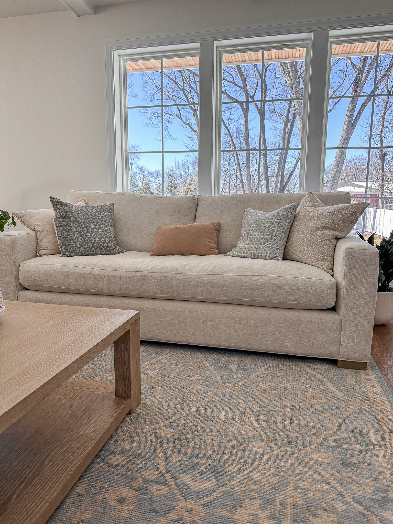 Our new axis couch from crate and barrel is so comfortable. If you prefer a firmer cushion, then you’ll love it. Our chambray blue rug works so well with it too! 

#LTKHome