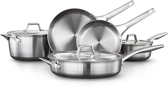 Calphalon 8-Piece Pots and Pans Set, Stainless Steel Kitchen Cookware with Stay-Cool Handles, Dis... | Amazon (US)
