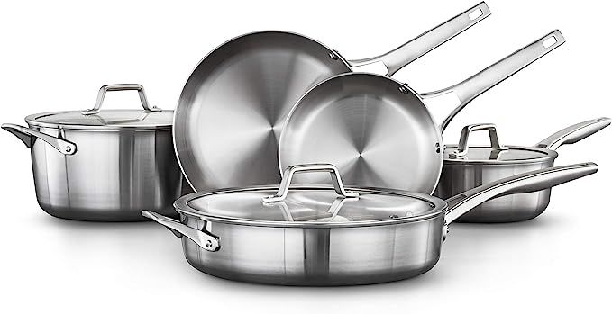 Calphalon 8-Piece Pots and Pans Set, Stainless Steel Kitchen Cookware with Stay-Cool Handles, Dis... | Amazon (US)