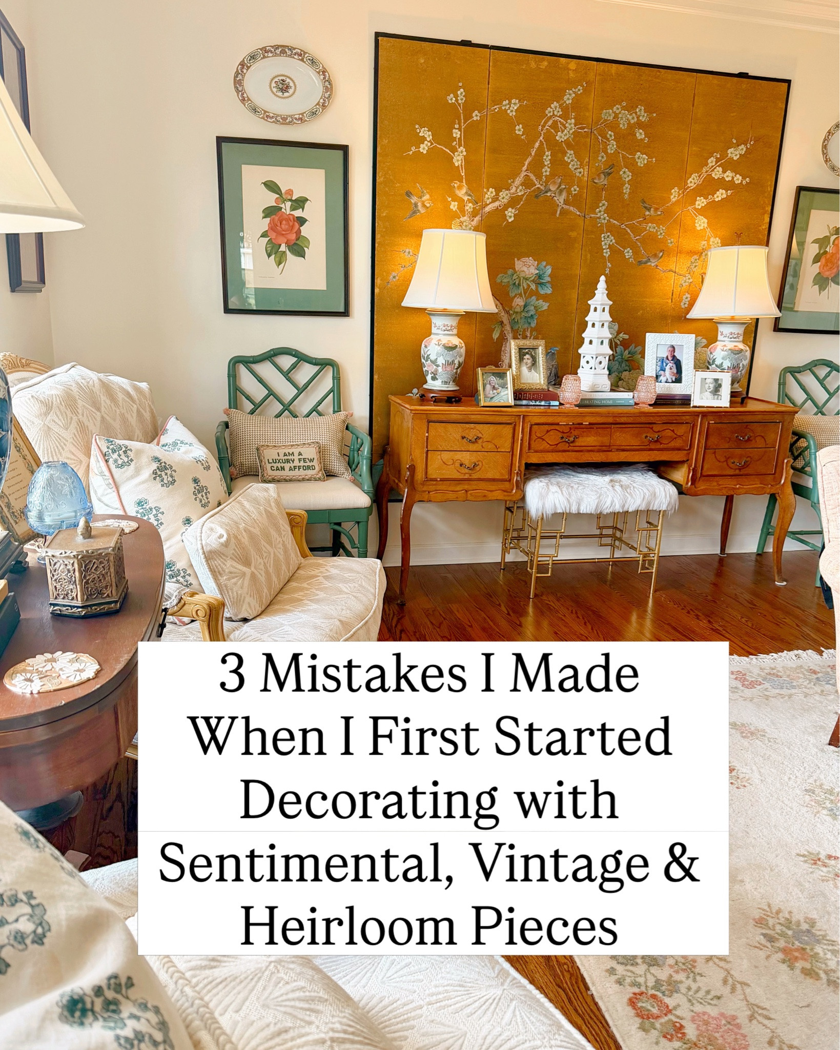 When I first started decorating with heirlooms, I wanted to honor everything…but ended up overwhelmed, unsure, and afraid I’d get it wrong.

Through trial and error (and a whole lot of rearranging), I found a way to decorate with confidence by layering my home with meaning, not just stuff.

These are the three mistakes that taught me how to become the Storykeeper my home deserves.

1. Hiding Sentimental Pieces Because They Felt “Off Style” - I kept heirlooms tucked away because they didn’t fit a Pinterest-perfect aesthetic. Now? They’re the soul of my home.

2. Thinking It All Had to “Match” - I tried to make everything match, and the meaning got lost in the process. When I stopped styling for cohesion and started styling for connection, everything changed.

3. Overthinking form the Fear of Getting It “Wrong” - I second-guessed every decision and was afraid of clutter, afraid of doing it “wrong,” and unsure where to even start.

Tell us. What is the biggest lesson you’ve learned when decorating with vintage, heirlooms, and sentimental pieces?

#storykeeperstyle 
•
•
•
•
•
•
•
Vintage Decor | Home Inspiration | Collected Home | Traditional Home | Sentimental Style | Curating Joy | The Sentimental Decorator | Joyful Rituals of Home | Sentimental Home | Homes with a Story

#thesentimentaldecorator #meaningfulhomedecor