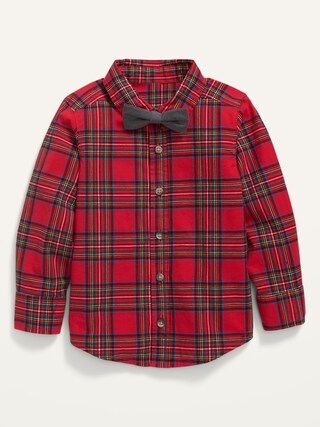 Plaid Built-In Flex Shirt & Bow-Tie Set for Toddler Boys | Old Navy (US)