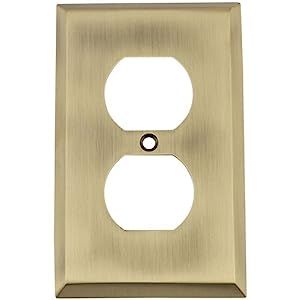 Nostalgic Warehouse 719704 New York Switch Plate with Outlet, Antique Brass | Amazon (US)