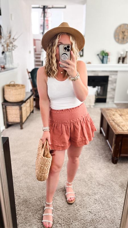 White crop tank top with flowy gauze shorts, straw tote bag, and studded Steve Madden sandals (went up a half size)

// Summer outfits 2024,  petite Amazon fashion, casual mom outfit ideas, summer outfit amazon, Amazon outfit ideas, casual outfit ideas, spring outfit inspo, casual fashion, amazon summer fashion, amazon casual outfit, cute casual outfit, outfit inspo, outfits amazon, outfit ideas, amazon shoes, Amazon bag, purse, size 4-6, casual summer outfits, casual outfit ideas everyday, summer tops, summer fashion, summer bag #summeroutfits  

#LTKShoeCrush #LTKStyleTip #LTKItBag