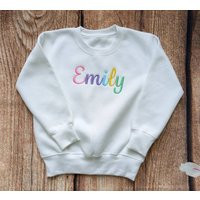 Childrens Personalised Jumper, Child's Embroidered Sweater, Kids Rainbow Childrens Gift, Clothing | Etsy (US)