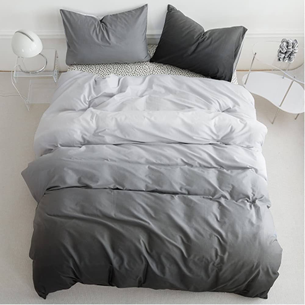 Amazon.com: Wellboo Grey Gradient Comforter Sets Queen Solid Silver Grey Bedding Comforters Cotto... | Amazon (US)