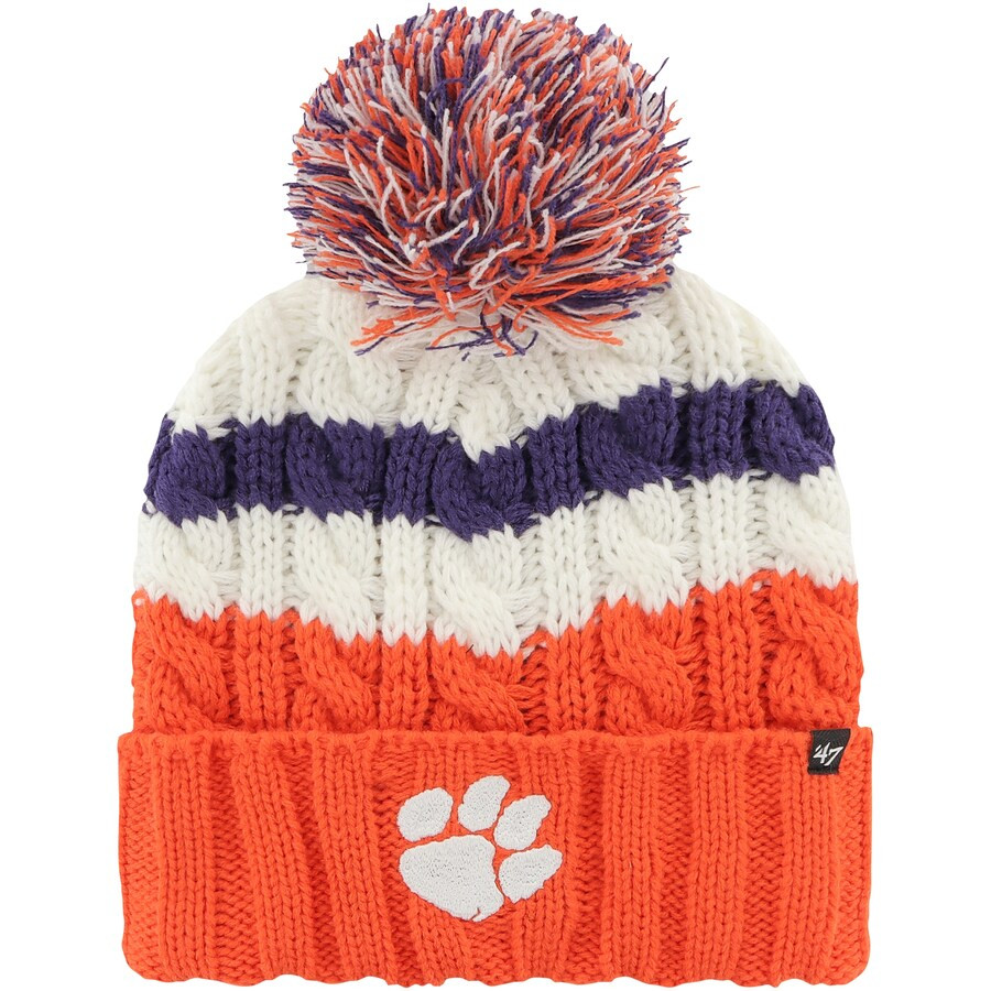 Clemson Tigers '47 Women's Ashfield Cuffed Knit Hat with Pom - White | Fanatics