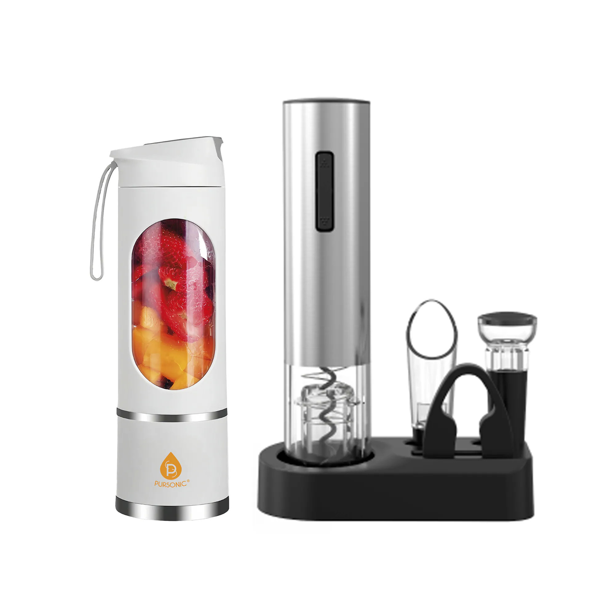 Pursonic Premium Wine and Juice Duo Electric Wine Opener Travel Juicer Blender | BW100-JB3 | Lowe's