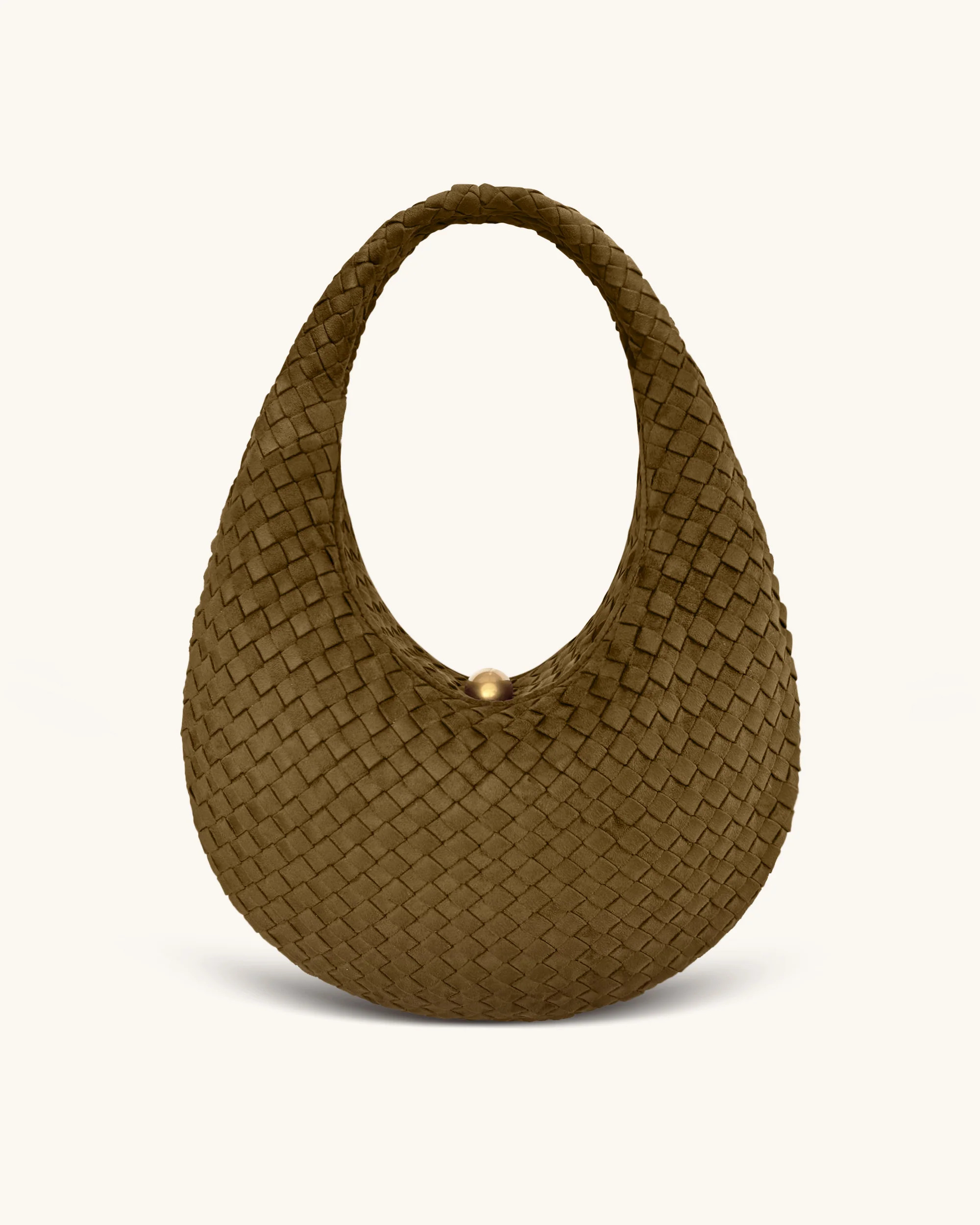 Nola Faux Suede Woven Hobo Shoulder Bag - Olive Green | JW PEI US
