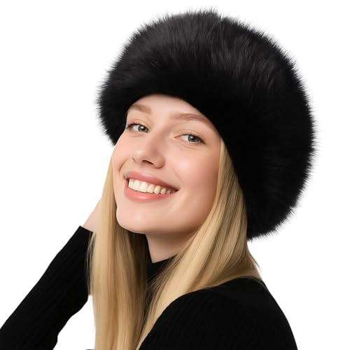 Barelove Faux Fur Headband with Stretch with Elastic for Women Winter Fluffy Russian Earwarmer Earmuff Weather Headbands (Black) | Amazon (US)
