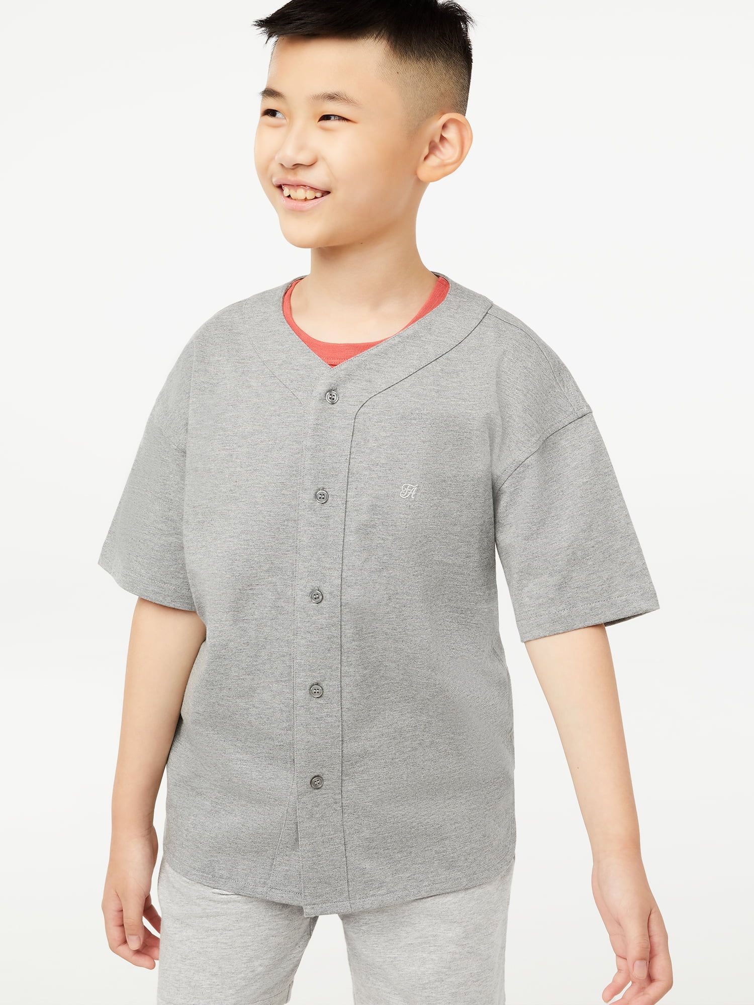 Free Assembly Boys Short Sleeve Baseball Jersey, Sizes 4-18 - Walmart.com | Walmart (US)