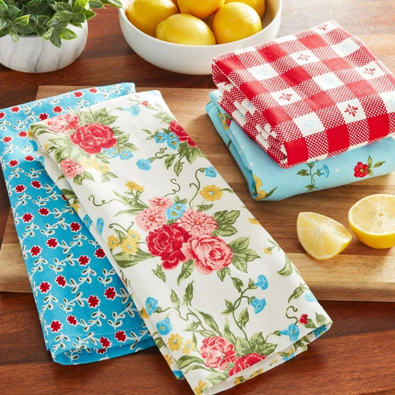The Pioneer Woman Sweet Rose Kitchen Towel Set, Multicolor, 16"W x 28"L, 4 Piece | Walmart (US)