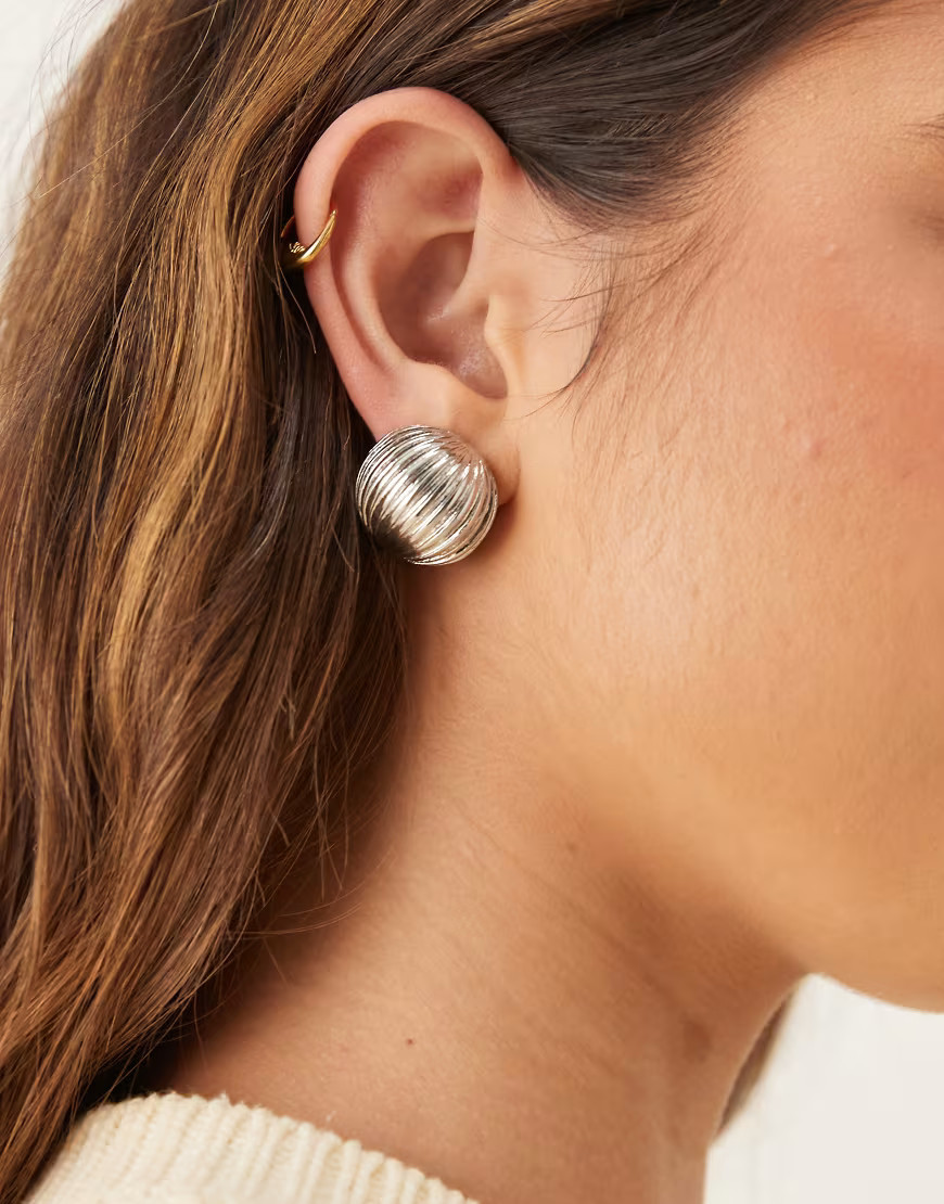 ASOS DESIGN earrings in ball design in silver tone | ASOS (Global)