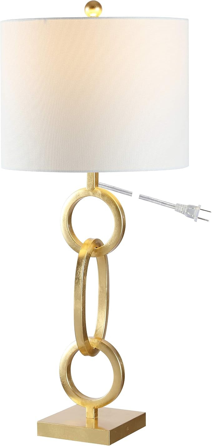 SAFAVIEH Lighting Collection Alaia Modern Contemporary Gold Chain Link Iron 32-inch Bedroom Livin... | Amazon (US)