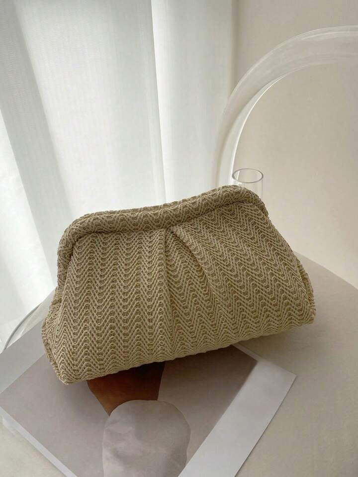 Wrinkled Woven Cloud Clutch Bag | SHEIN
