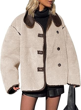 Tankaneo Womens Faux Fur Jackets Warm Winter Casual Button Down Stand Collar Long Sleeve Shaggy O... | Amazon (US)