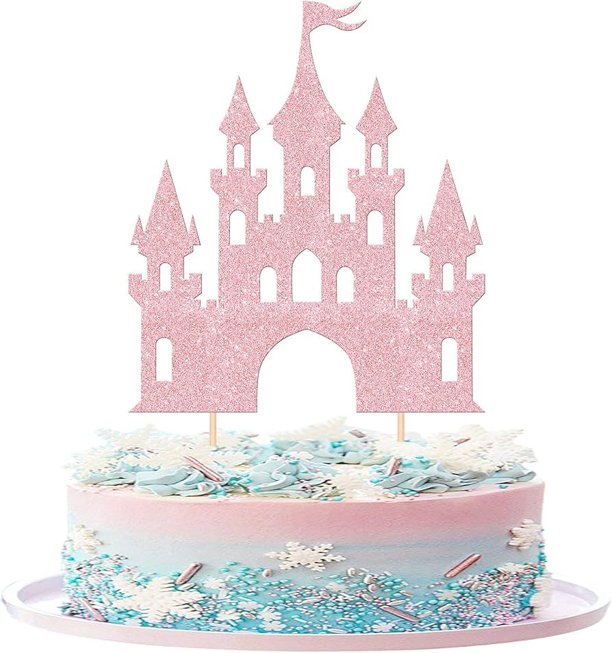 1 PCS Castle Cake Topper Glitter Princess Cake Topper Castle Theme Birthday Party Decoration Prin... | Amazon (US)