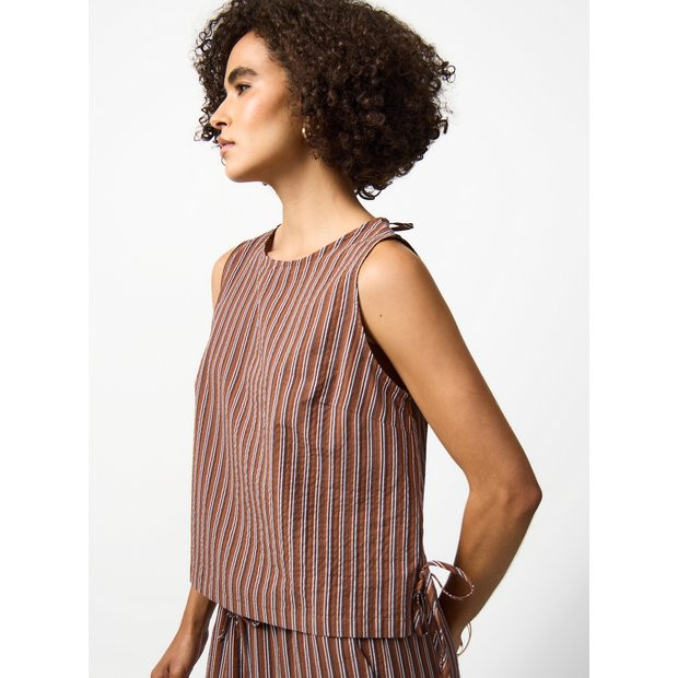 Buy Brown Stripe Print Sleeveless Co-ord Shell Top 20 | Camisoles and vests | Tu | Tu Clothing