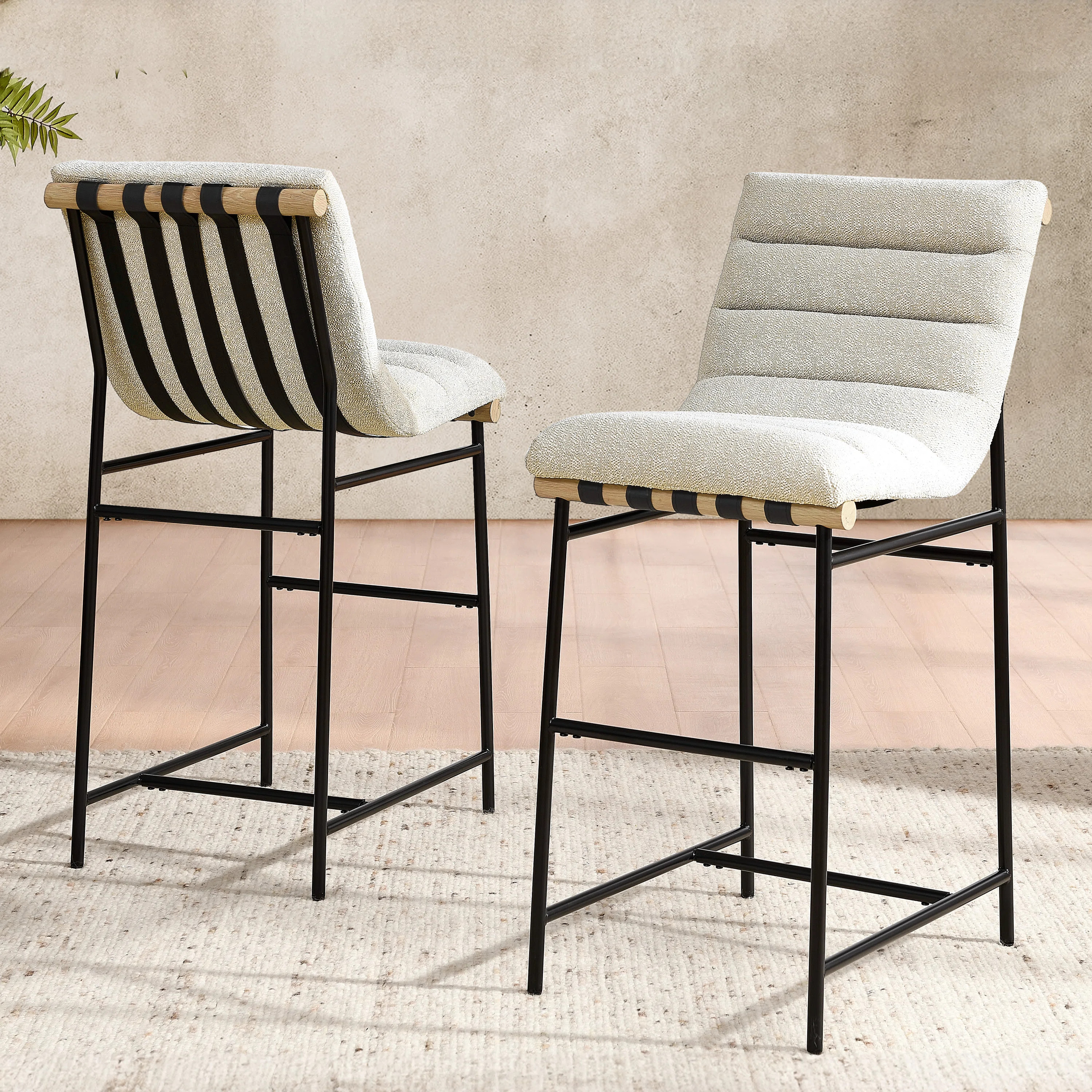 Nicco Cream Polyester Stool (Set of 2) | Wayfair North America