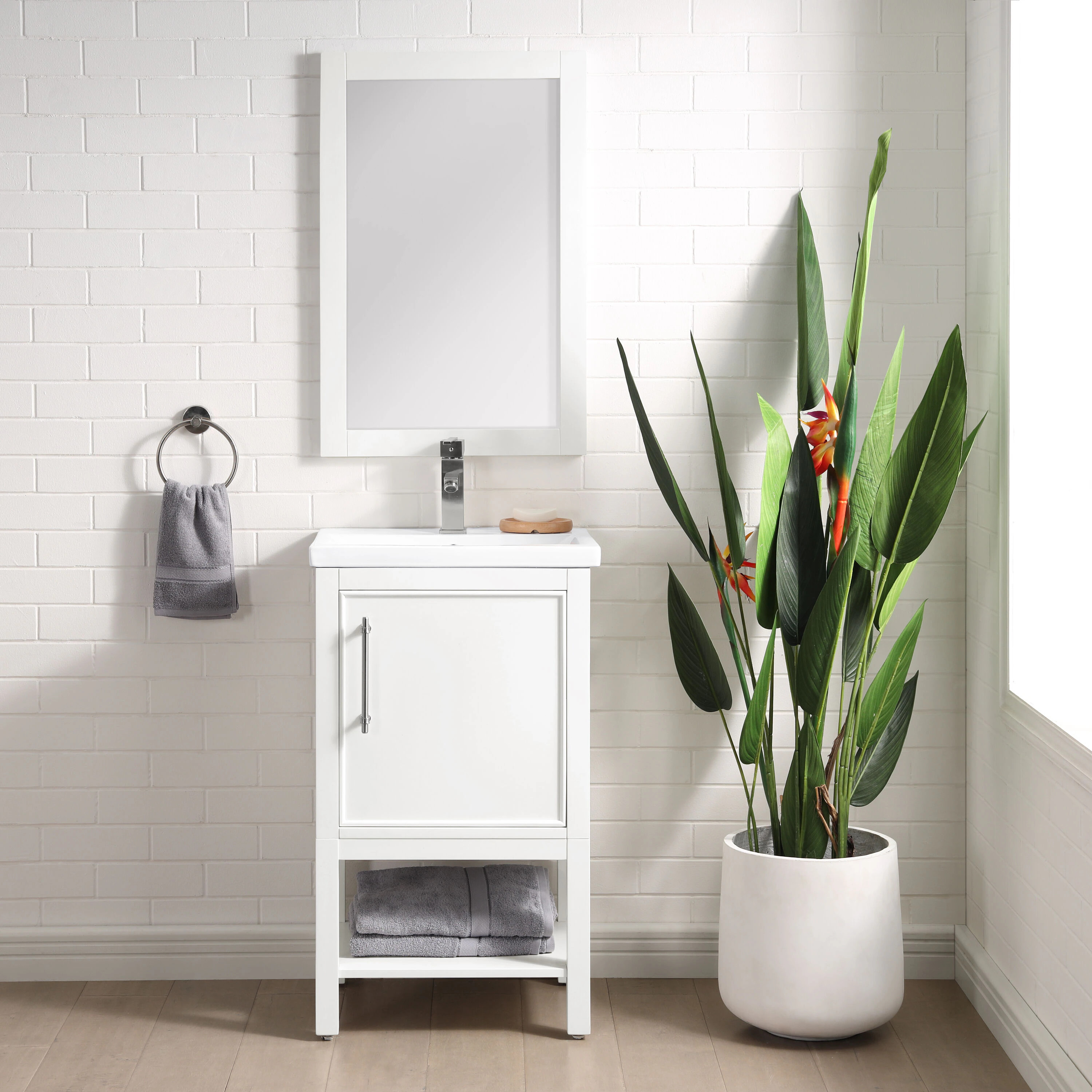 Sudio Design TAYLOR 20-in White Single Sink Bathroom Vanity with White Ceramic Top one_size | TAYLOR-20W | Lowe's