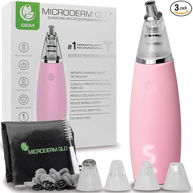 Microderm GLO GEM Diamond Microdermabrasion and Suction Tool - Blackhead Remover Pore Vacuum Adva... | Amazon (US)