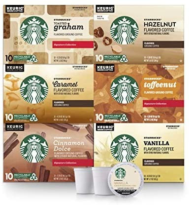 Starbucks Flavored K-Cup Coffee Pods — Variety Pack for Keurig Brewers — 6 boxes (60 pods total) | Amazon (US)